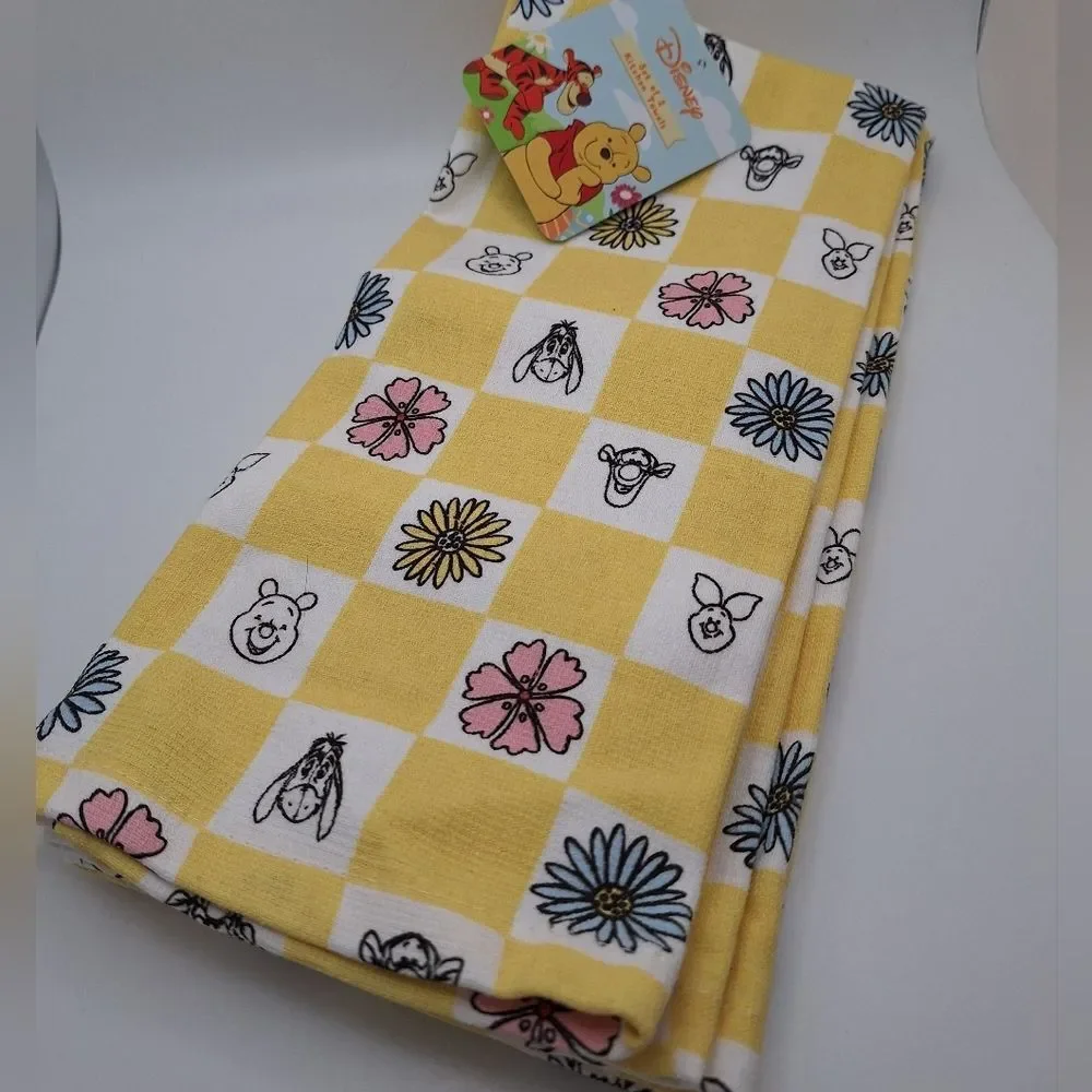 Winnie the Pooh Yellow Checkered Kitchen Towel Set